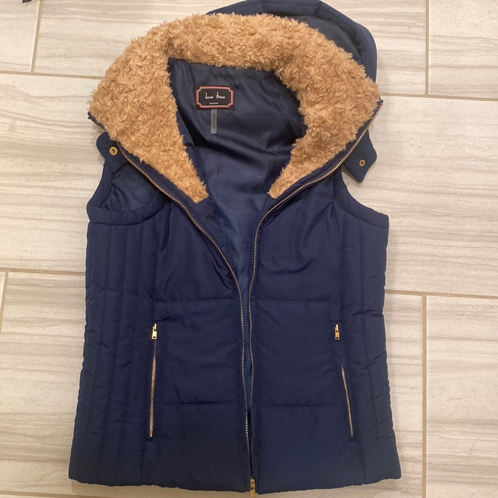 Navy Blue Vest w/fur
